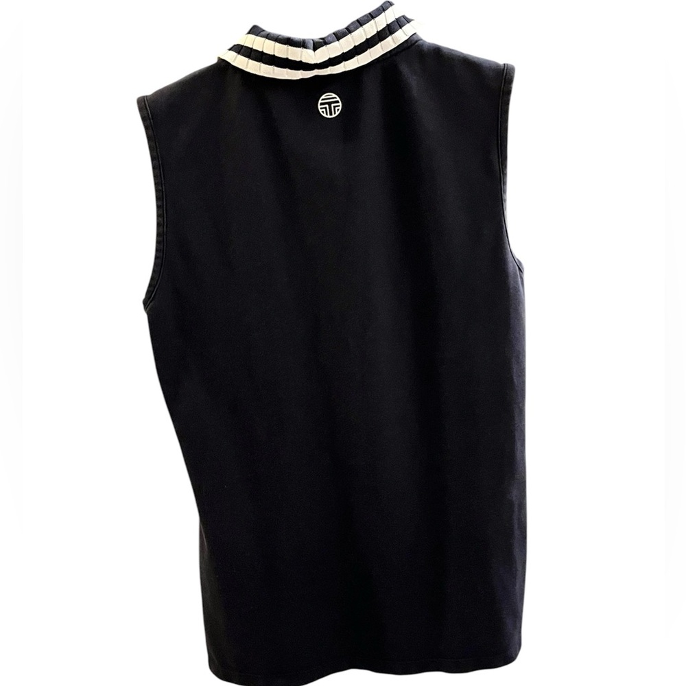 𝐓𝐎𝐑𝐘 𝐒𝐏𝐎𝐑𝐓 Performance Pleated Collar Navy/White Sleeveless Polo Small - Picture 4 of 6